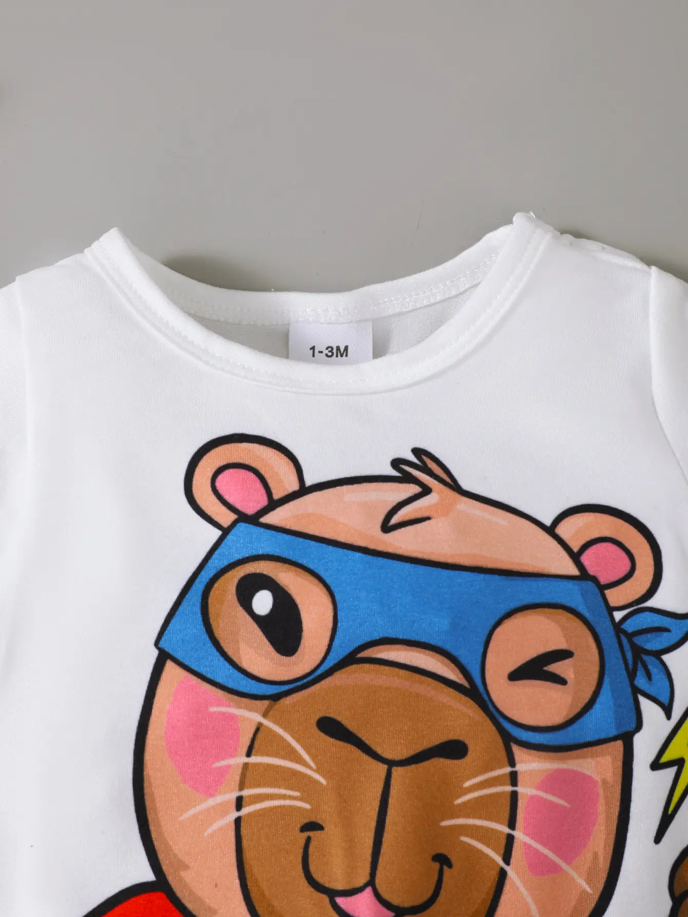 Newborn Male baby Summer Jumpsuit Superman Capybara Pattern Short sleeved Jumpsuit Suitable for Male Babies aged 0-18 Months