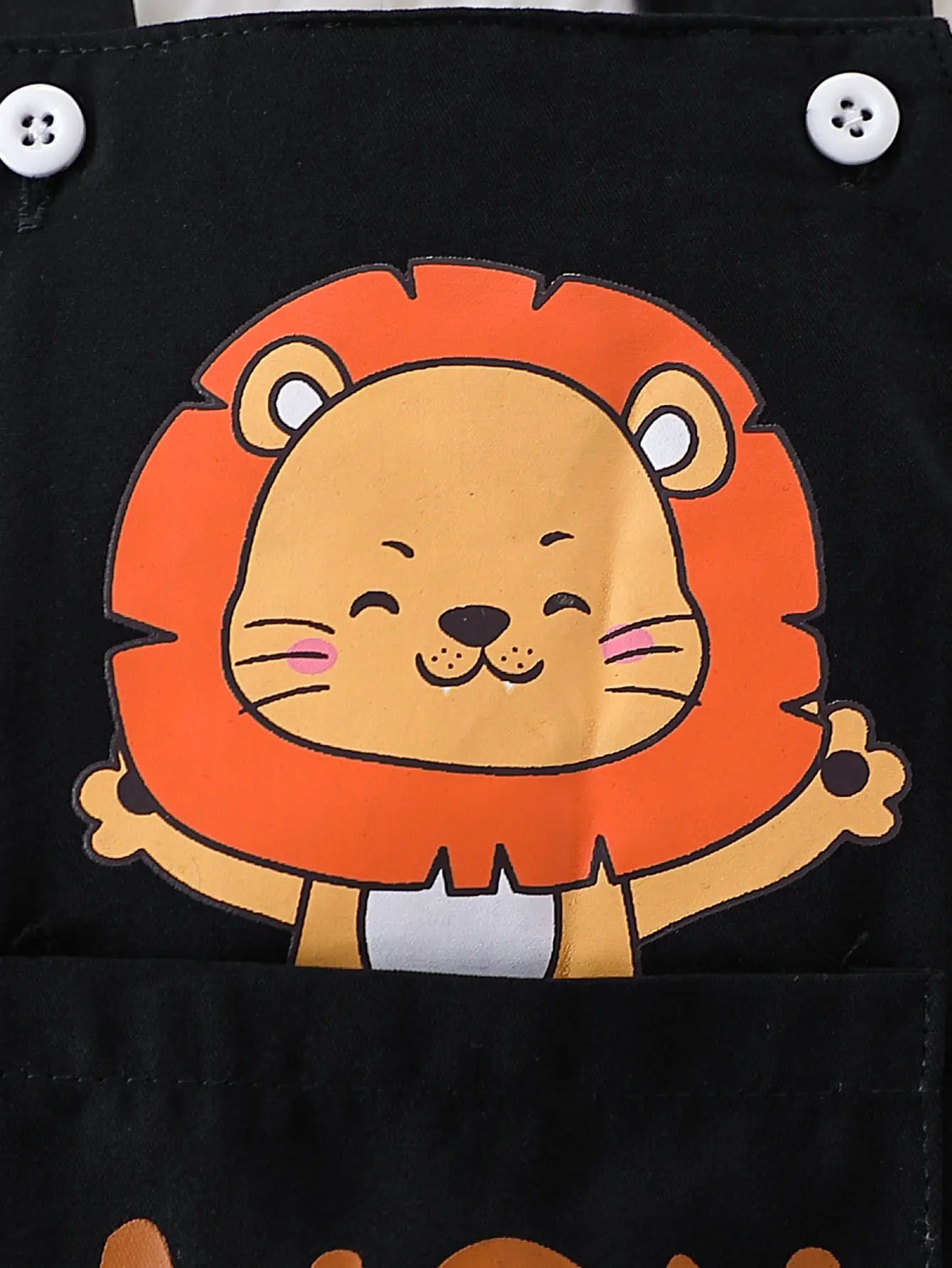 2Pcs Newborn Baby Boy Solid Color Long Sleeve Cartoon Lion Printed Strap Pants Set 0-18 Months Baby Boy Spring Autumn Casual Set