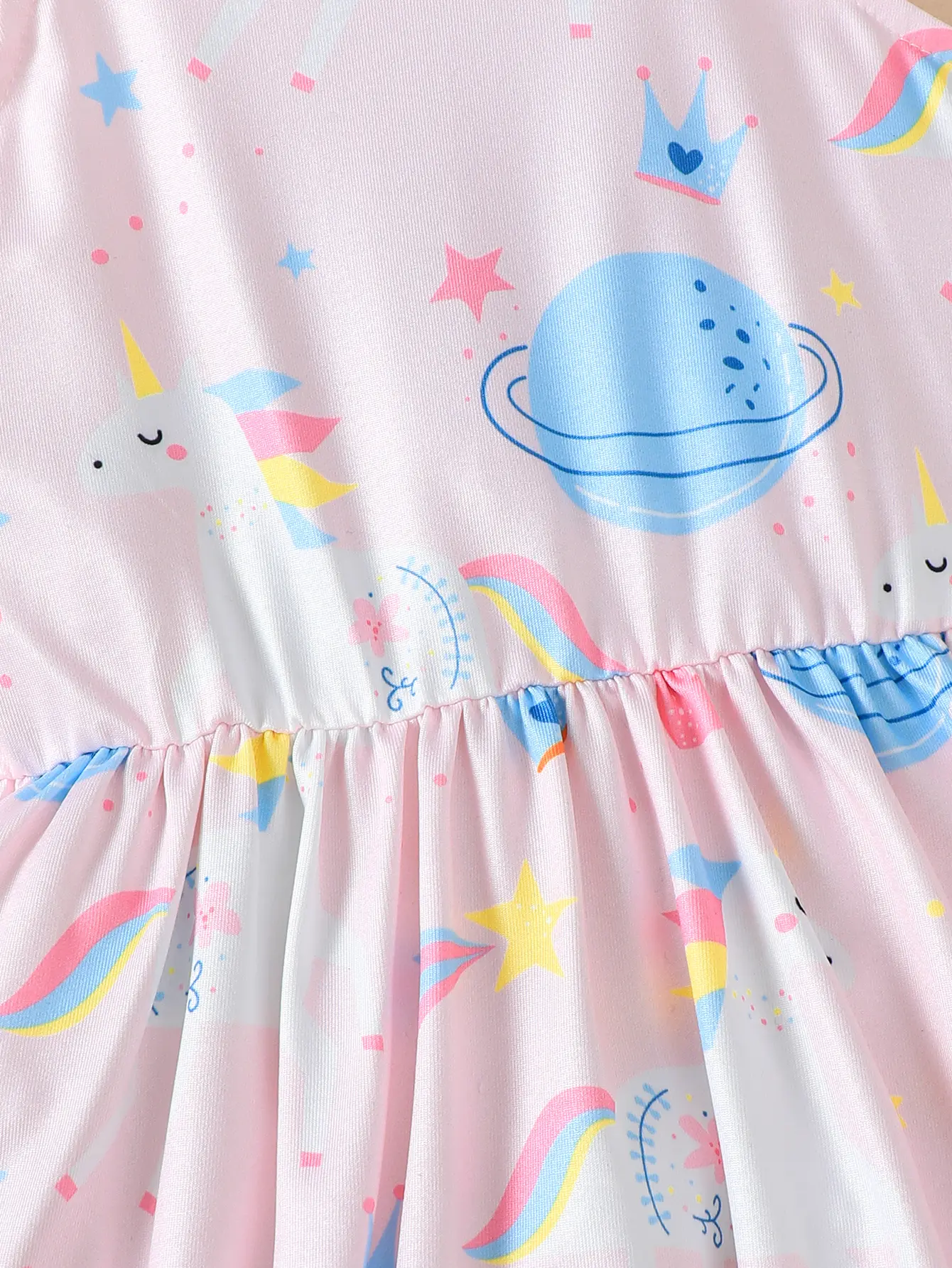 4-7 Year old Girls' Summer Camisole Dress with Pink Unicorn Print Fashion dress+love Bag 2Pcs Little girl Dress