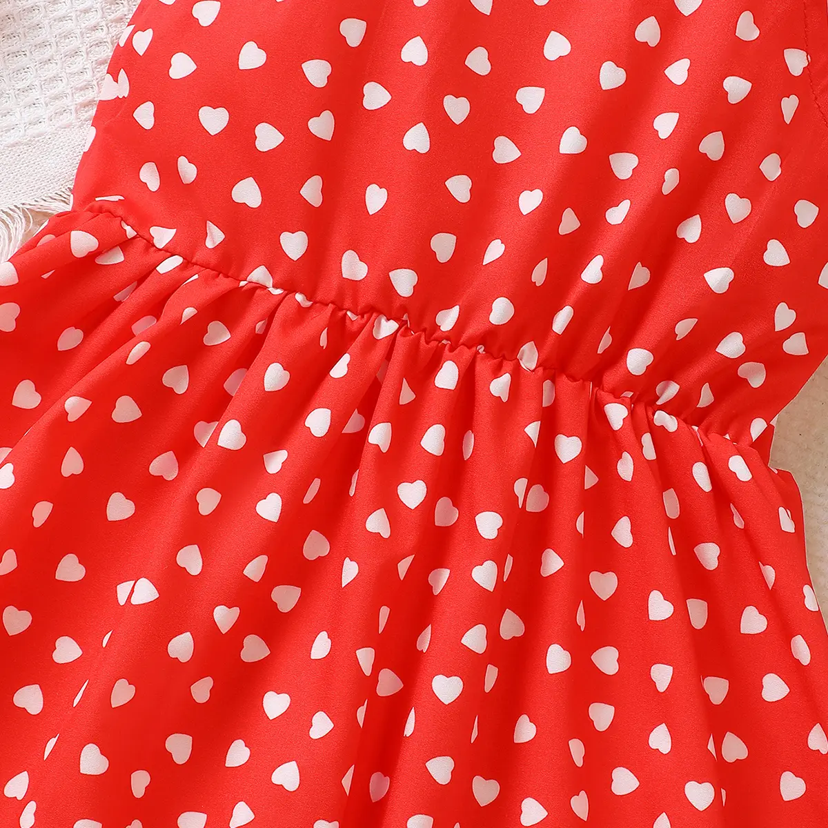 4-7 Year old Girls dress with Ruffled Heart Print and Red suspender dress, Summer Beach Dress sea connection for little girls