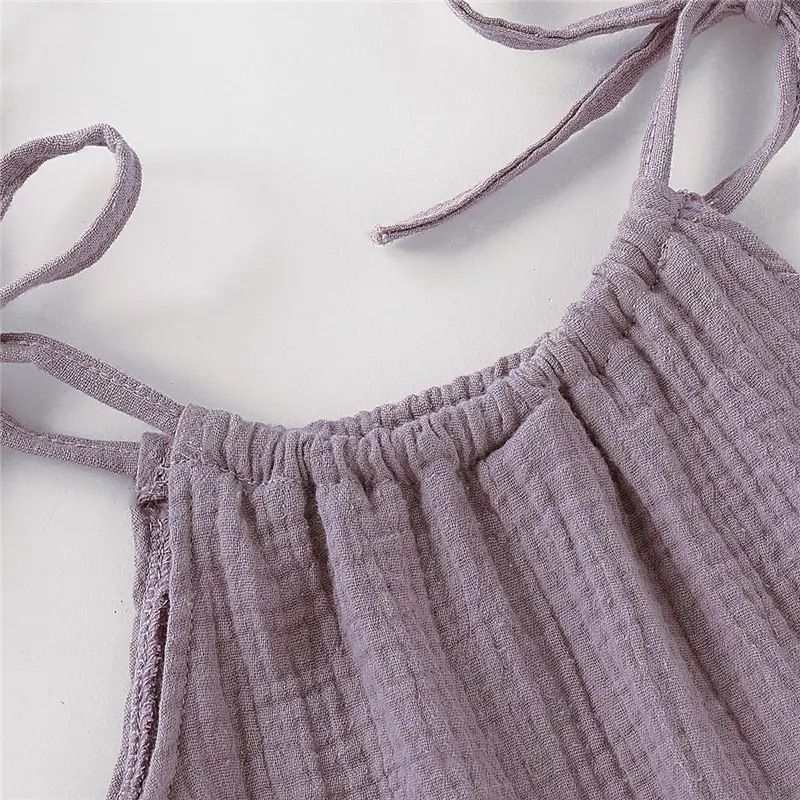 Summer Dress for Girls Lace up and Ruffled Edges Purple Dress Suitable for Cute Little girls aged 1-5, Children's clothing