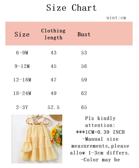 Baby girl Summer Dress Yellow Checkered Patchwork Dress Mini bag, Two pieces suitable for Cute Female Babies aged 0-24 Months