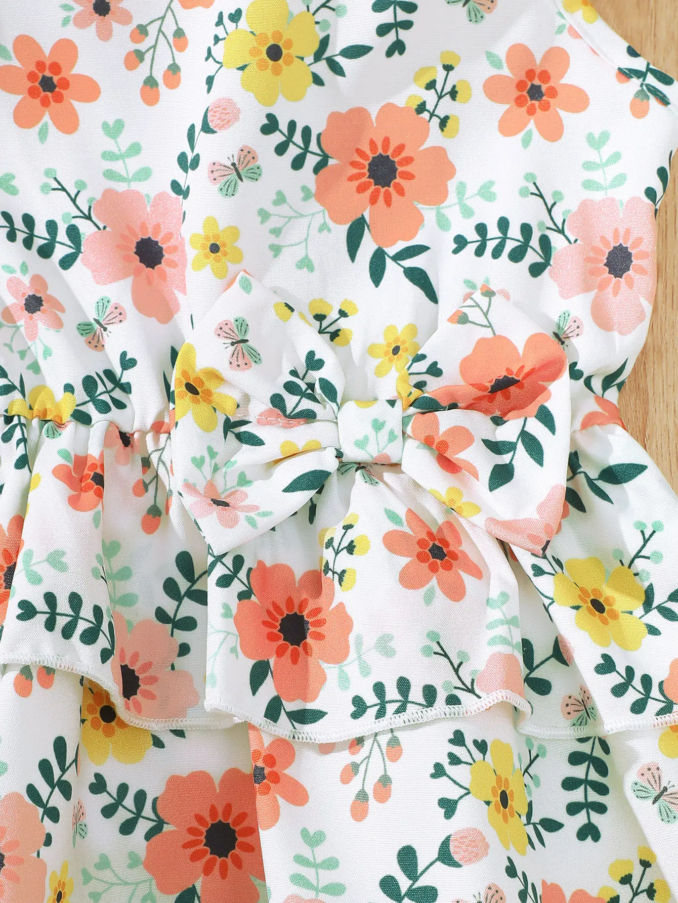 Children's clothing Girls' Summer Set Round Neck Small Floral Bow Sleeveless Top+Shorts 2Pcs/Set 4-7 Year Old Girls' Fashion Set