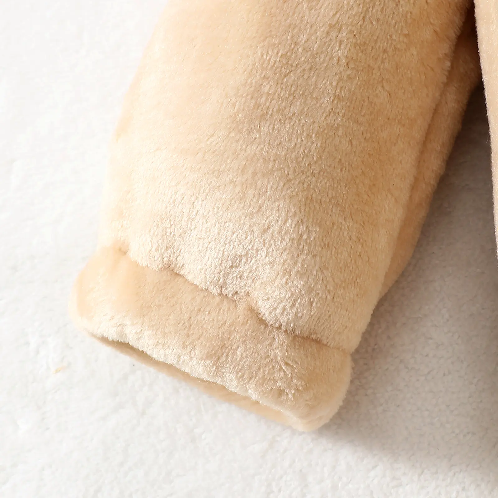 Newborn Baby boy Plush Hooded Cute Little Bear Zipper Long sleeves Bodysuit Suitable for 0-18 Months Baby Winter Crawling Suit