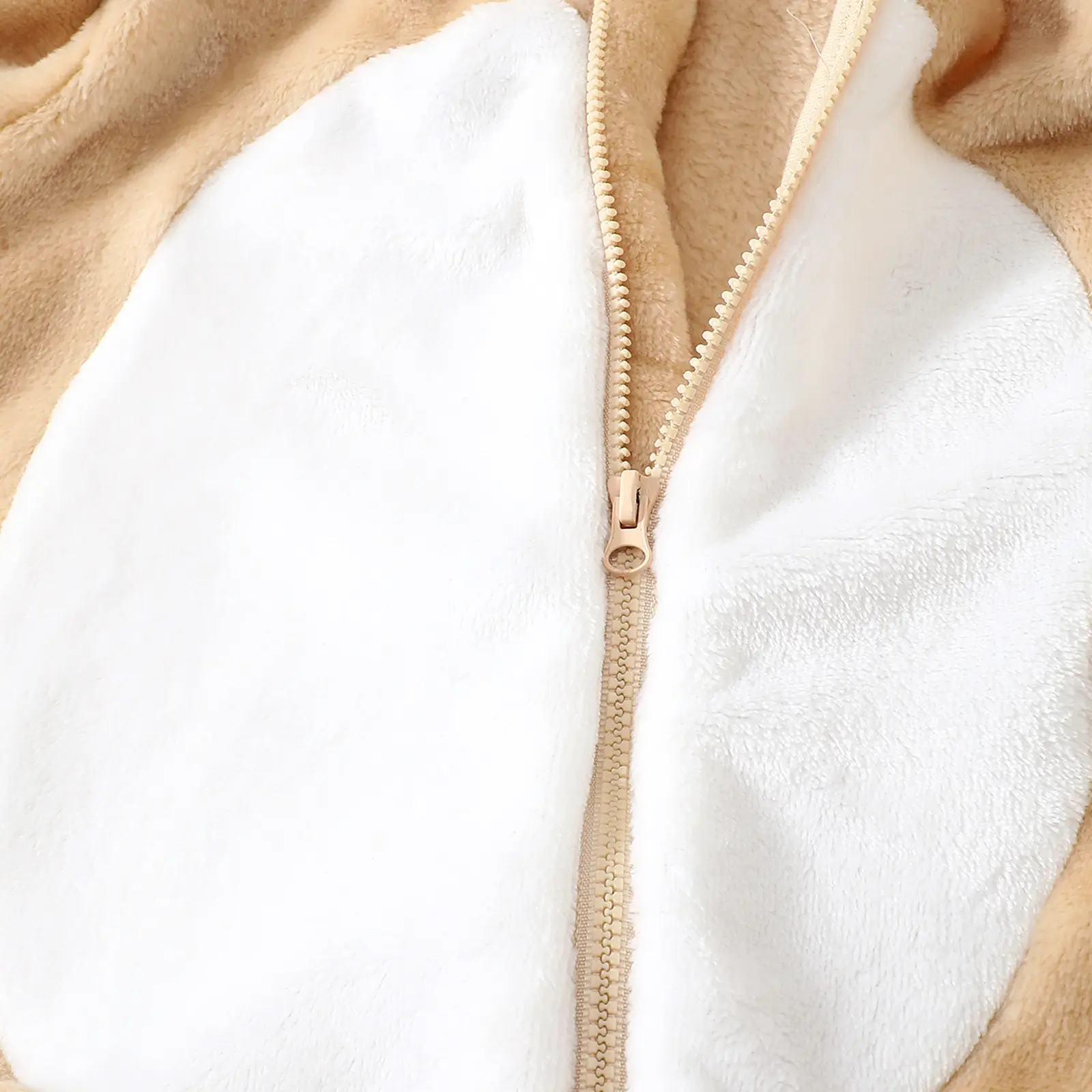 Newborn Baby boy Plush Hooded Cute Little Bear Zipper Long sleeves Bodysuit Suitable for 0-18 Months Baby Winter Crawling Suit