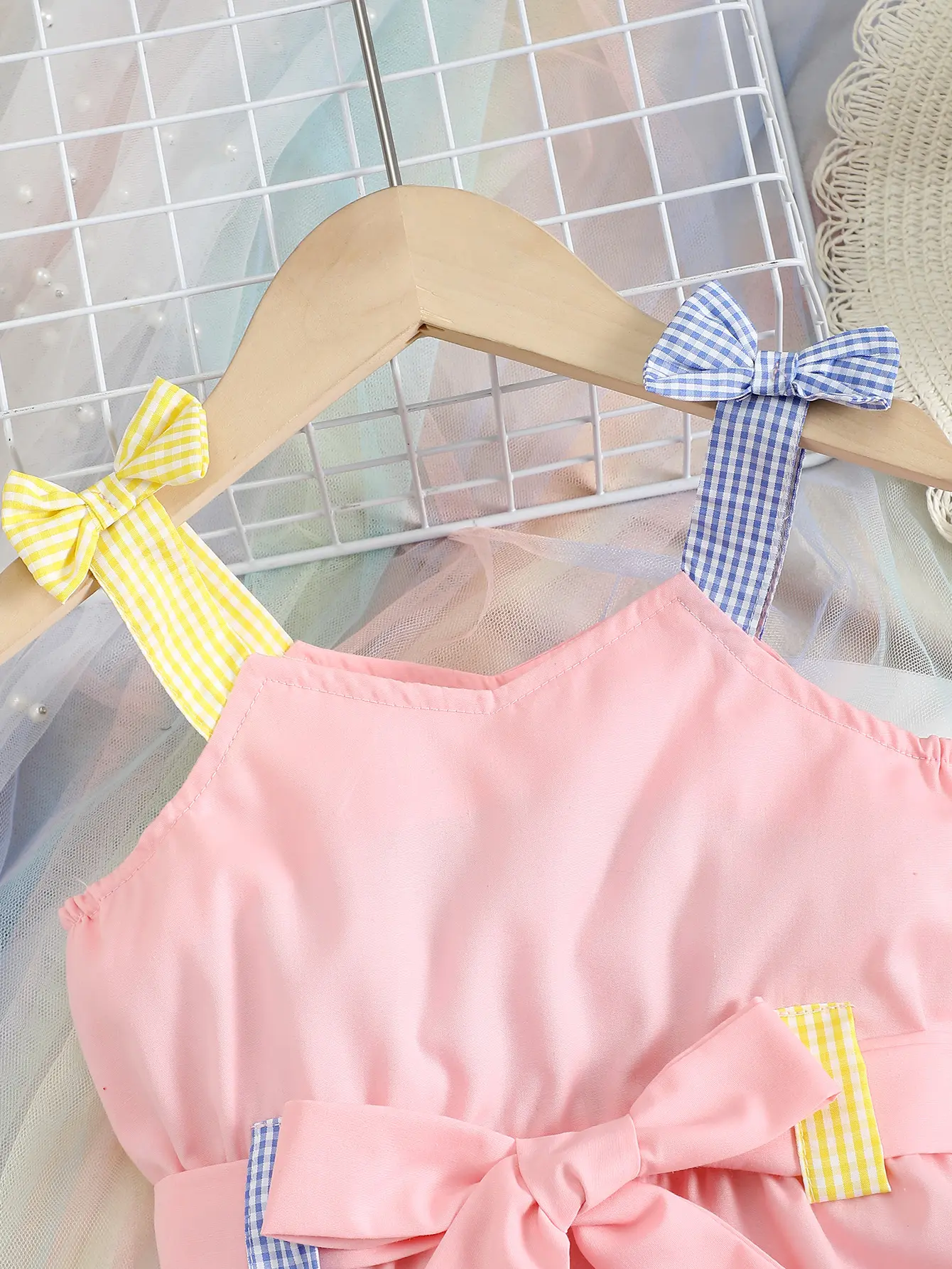 4-7 Year old Cute Girls  Dress Suspender Decal Small Pocket Fashion Dress Children Girls  Summer Casual Dress