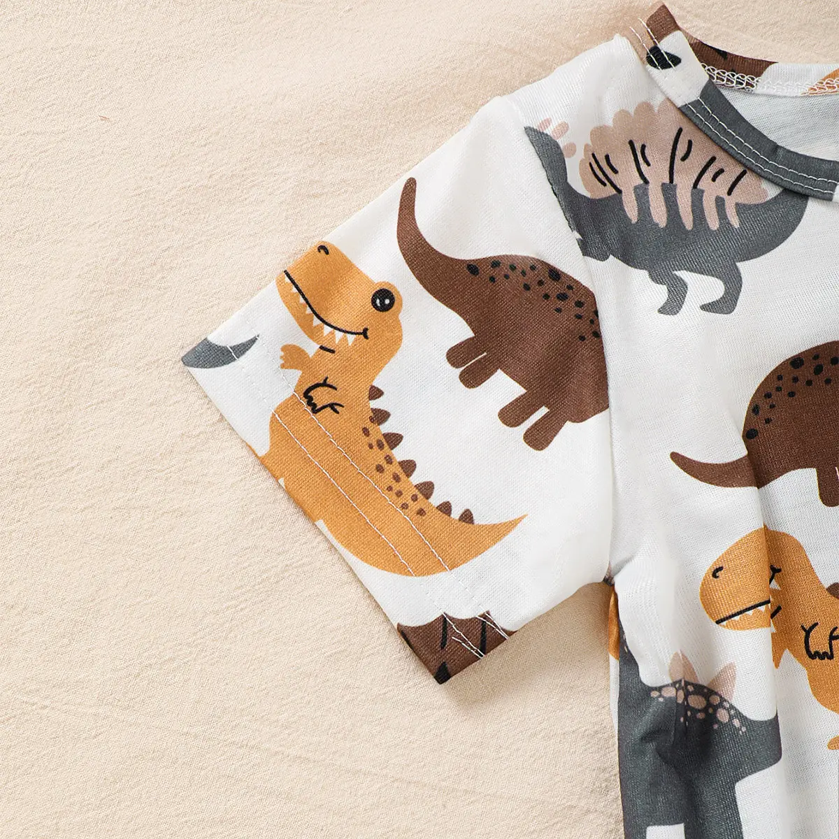 2pcs Newborn Baby boy Cartoon Dinosaur Short sleeved Bodysuit 0-18 Months old Baby Summer Crawling Suit