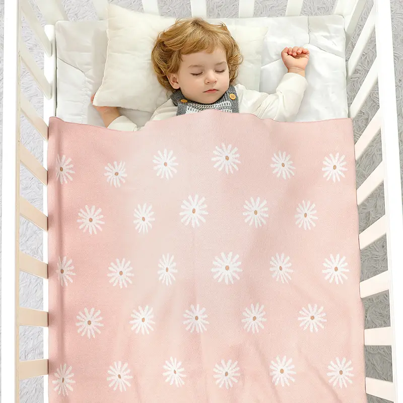 Newborn Baby Blanket Cotton Knit Infant Kids Boys Girls Floral Stroller Bedding Sleeping Quilts Covers 90*70cm Throwing Blankets