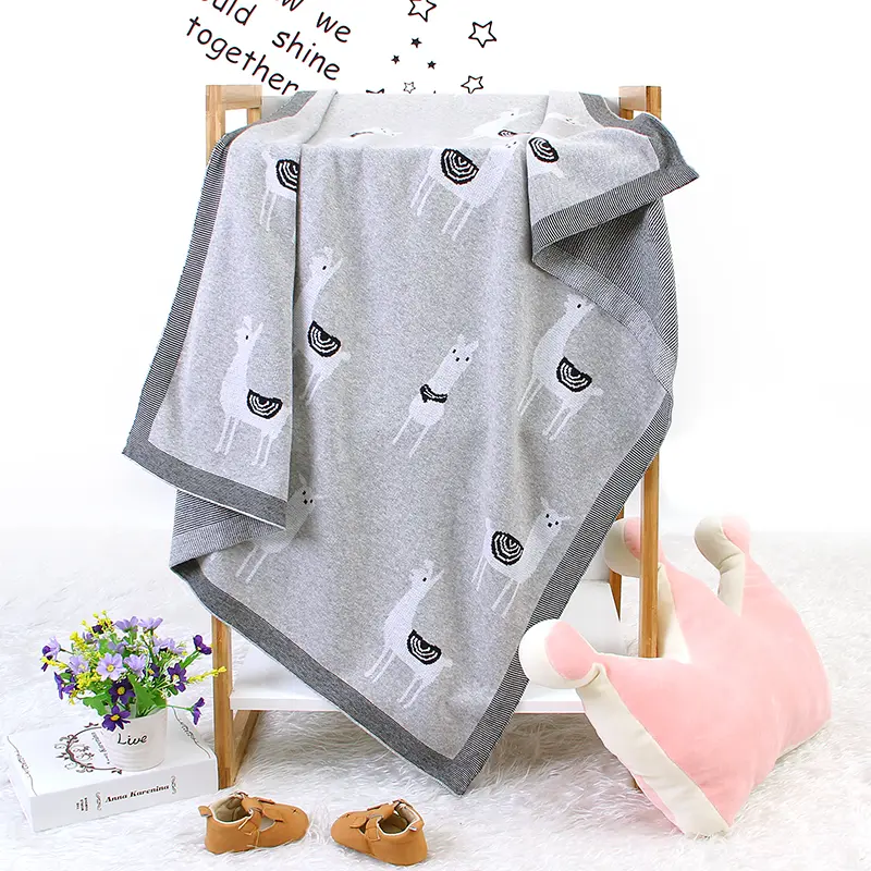 Baby Stroller Blankets Cotton Knitted Newborn Infant Boys Girls Monthly Swaddle Wrap Quilts 100*80cm Toddler Child Throwing Mats