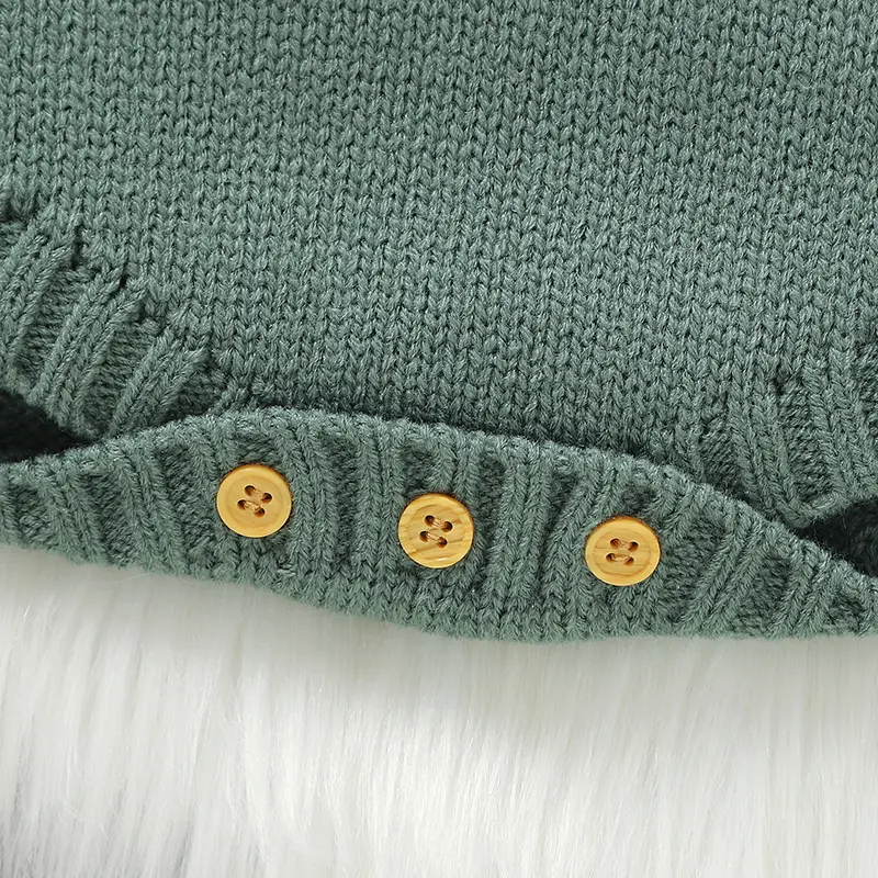 Baby Clothes Casual Green Sleeveless Knitting Newborn Boys Girls Bodysuits One Piece 0-18m Infant Netural Outfit Toddler Costume