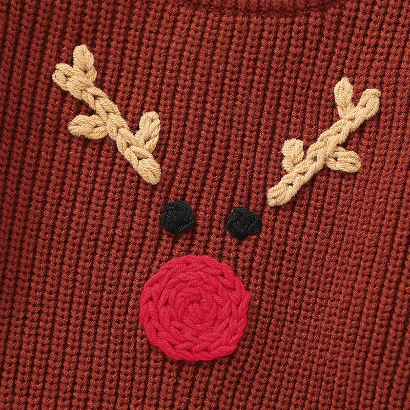 Infantil Baby Sweaters Pullovers Winter Round Neck Full Sleeve Knitting Newborn Boys & Girls Christmas Reindeer Jumpers Costumes