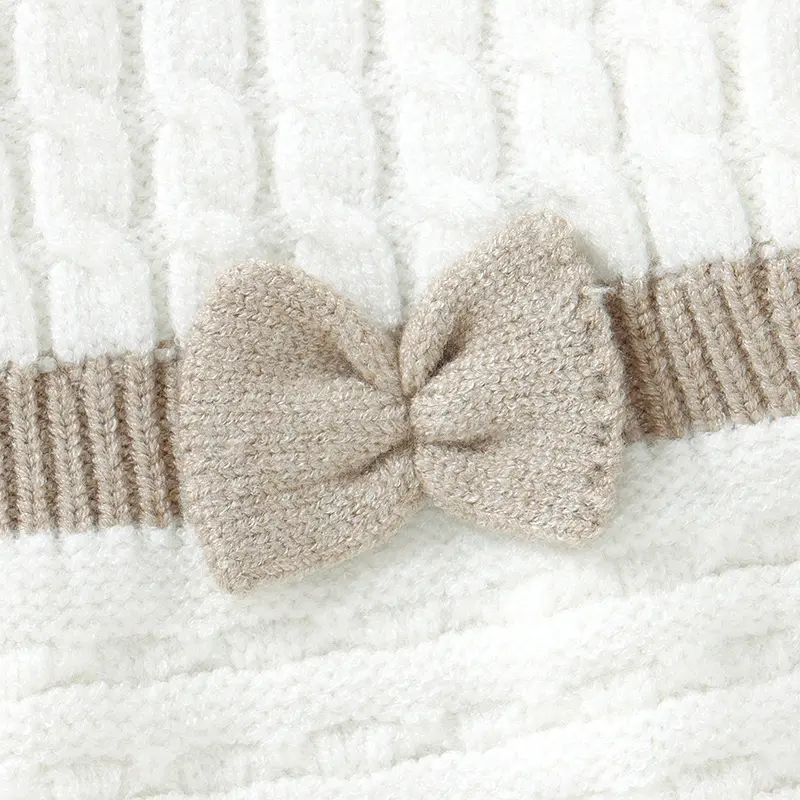 Baby Girls Dress Autumn White Long Sleeve Knitted Infant A-Line Princess Dresses Winter Outwear Toddler Children Bowknot Outfits