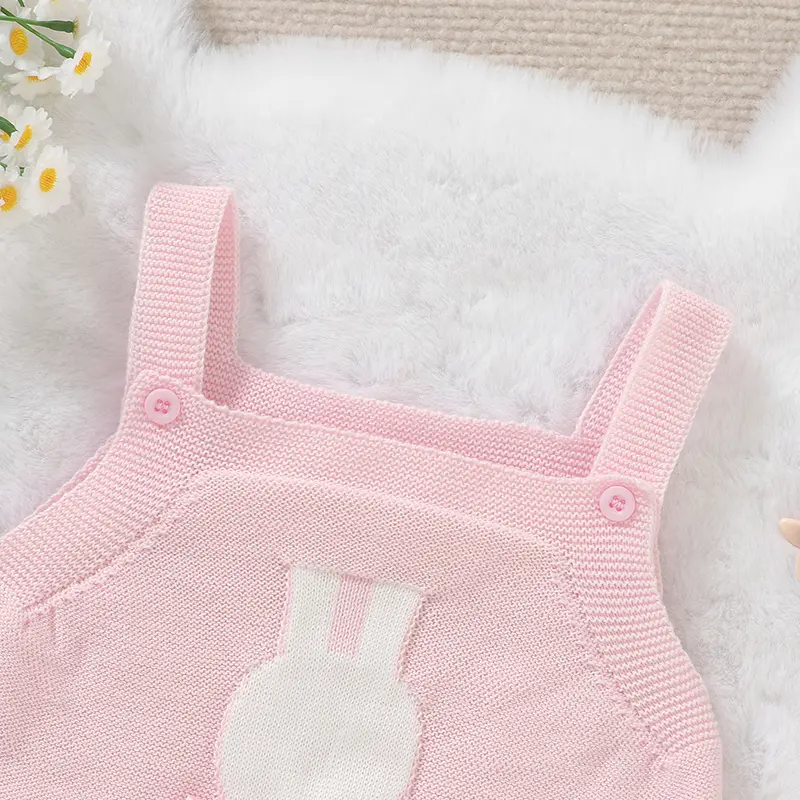 0-18m Baby Bodysuits Clothes Cute Rabbit Knit Newborn Infant Kids Girls Sleeveless Onesie Coveralls One Piece Children Playsuits
