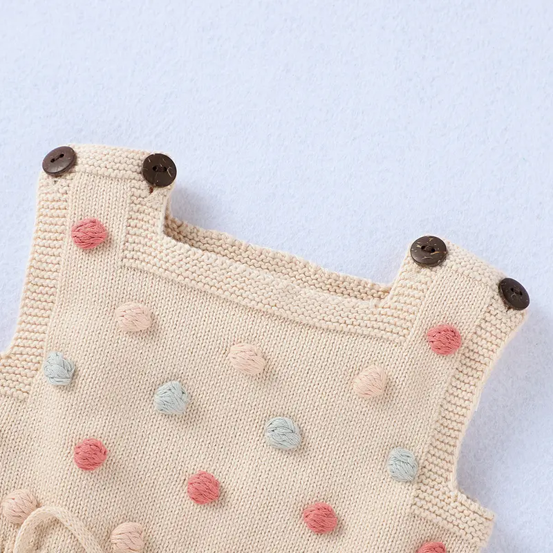 Baby Bodysuits Winter Clothes Fashion Dots Crochet Newborn Infant Girls Coveralls Jumpsuits 0-18m Toddler Kids Outfits One Piece