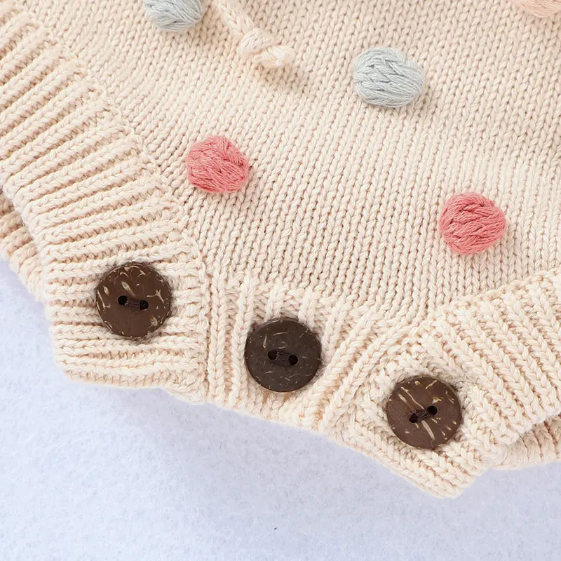 Baby Bodysuits Winter Clothes Fashion Dots Crochet Newborn Infant Girls Coveralls Jumpsuits 0-18m Toddler Kids Outfits One Piece