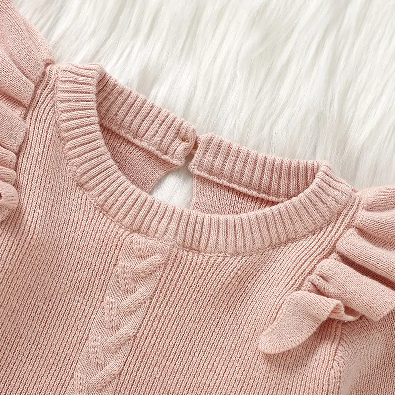 Baby Girls Bodysuits Clothes Autumn Winter Warm Knitted Newborn Pink Cotton Long Sleeve Onesie Jumpsuits One Piece Outfits 0-18m