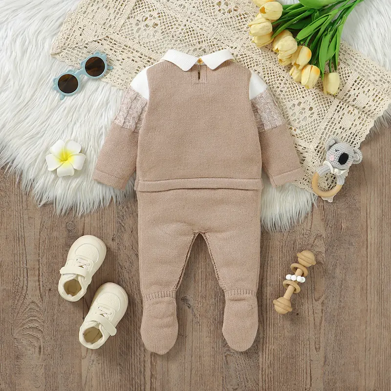 Baby Boys Knit Rompers Autumn Winter Turtle Neck Long Sleeve Newborn Infant Jumpsuits Clothes 0-18m Toddler Playsuits One Pieces