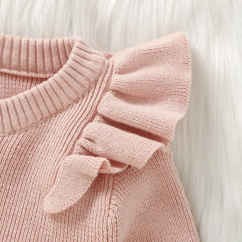 Baby Girls Bodysuits Clothes Autumn Winter Warm Knitted Newborn Pink Cotton Long Sleeve Onesie Jumpsuits One Piece Outfits 0-18m