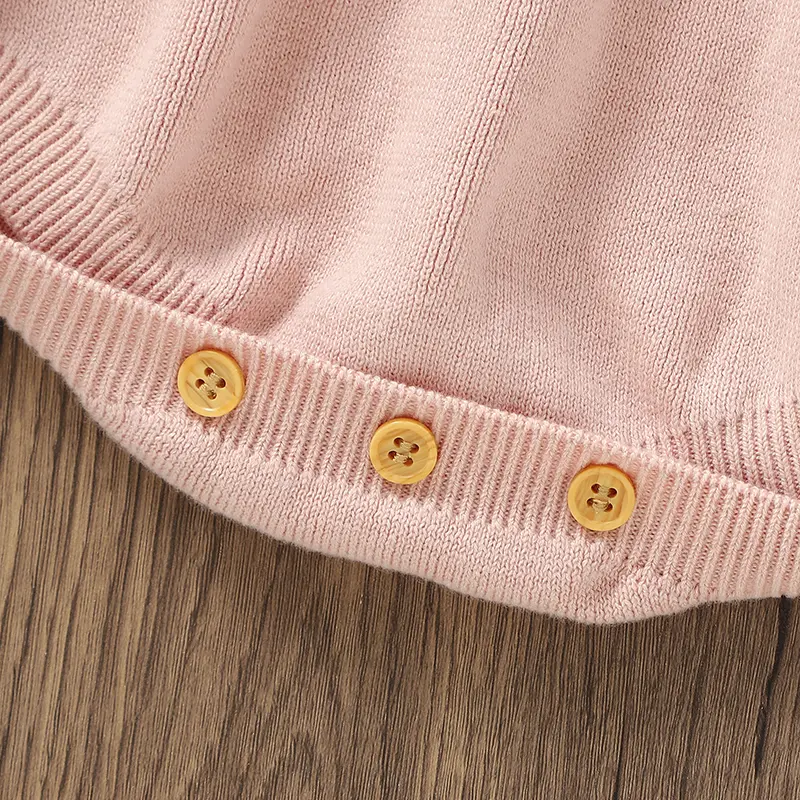 Baby Girls Bodysuits Clothes Autumn Winter Warm Knitted Newborn Pink Cotton Long Sleeve Onesie Jumpsuits One Piece Outfits 0-18m