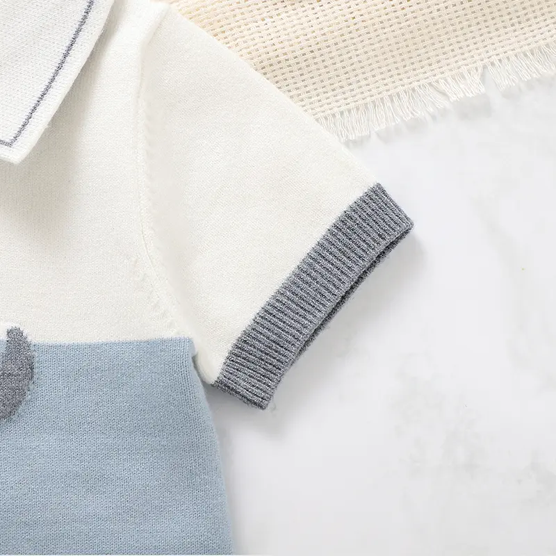 Summer Short Sleeve Baby Rompers Clothes 0-18m Elephant Knitted Newborn Infantil Boys Cotton Jumpsuits Outfits Toddler Playsuits