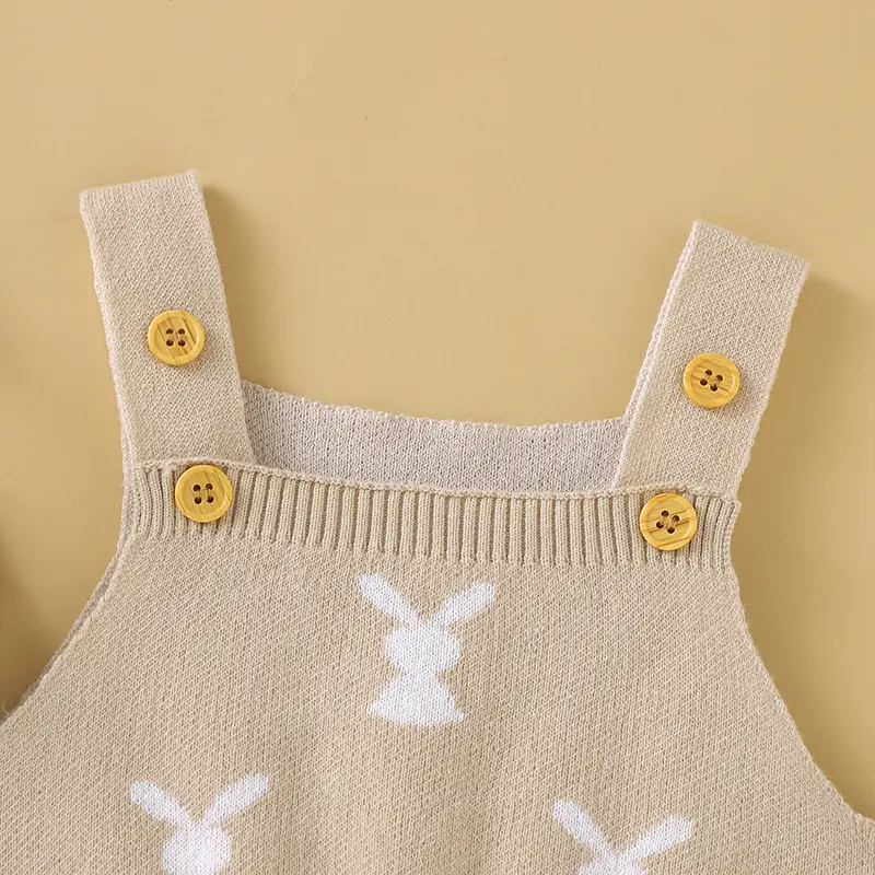 Baby Knitted Bodysuits Sleeveless Newborn Boys Girls Strap Onesie Tops 0-18m Cute Rabbit Infant Unisex Jumpsuits Spring Clothes