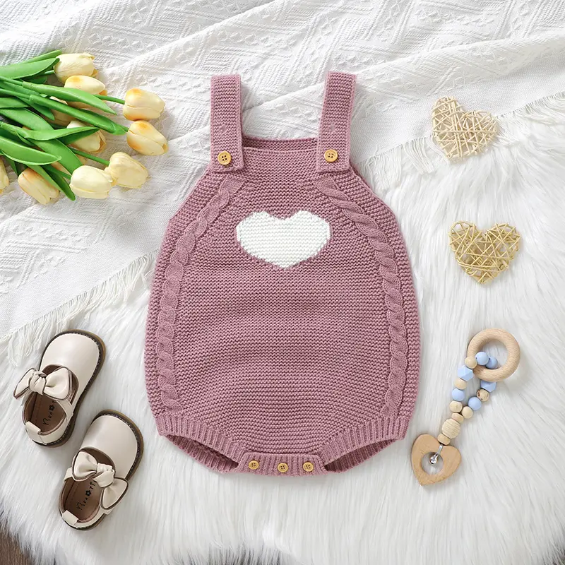 Baby Knitted Bodysuits Spring Autumn Sleeveless Newborn Infant Girls Strap Onesie 0-18m Toddler Boys One Piece Coveralls Clothes