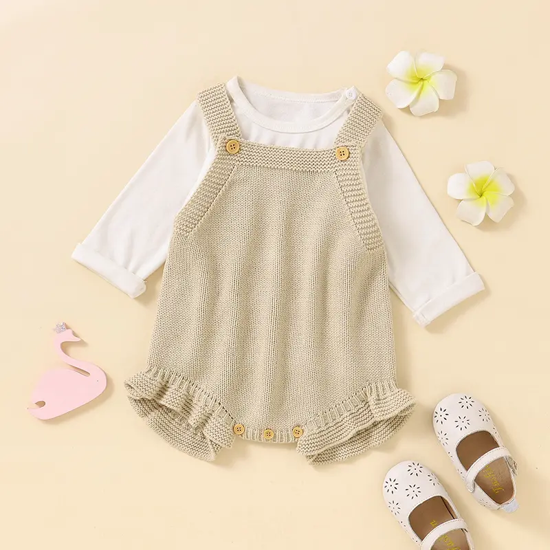 Newborn Infant Baby Girls Bodysuits Solid Sleeveless Knitted Toddler Onesie Coveralls One Pieces Fashion Children Clothing 0-18m