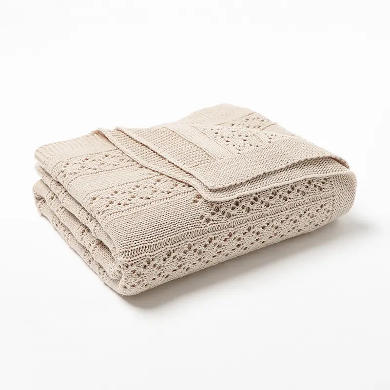 Baby Blankets Reversible Soft Knit Newborn Boys Girls Cotton Sleeping Cover Stuff for Stroller Bassinet 100*80cm Mat Accessories