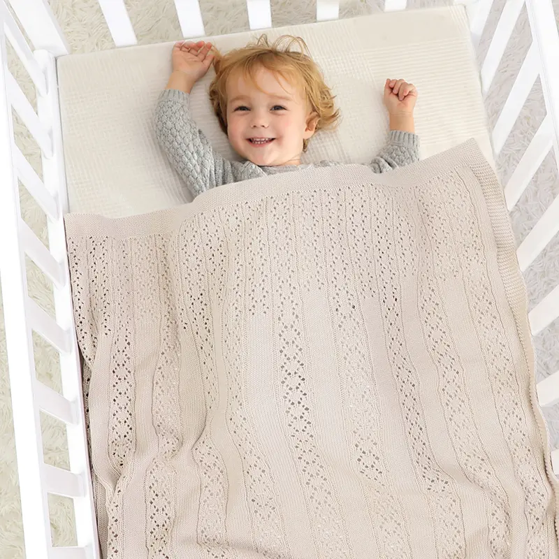 Baby Blankets Reversible Soft Knit Newborn Boys Girls Cotton Sleeping Cover Stuff for Stroller Bassinet 100*80cm Mat Accessories