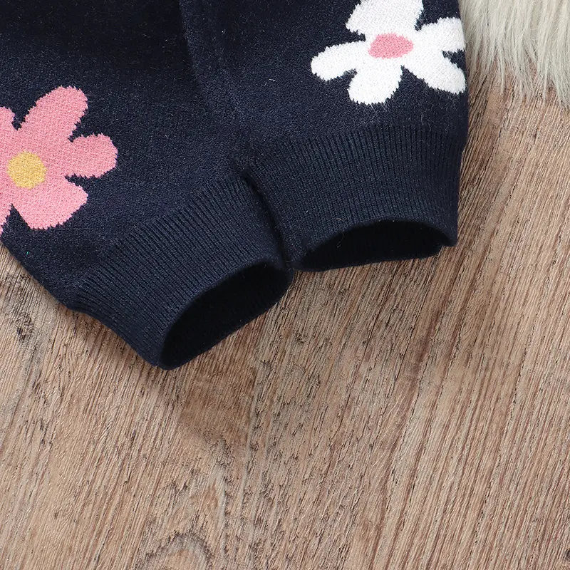 Fashion Baby Girls Knitted Rompers Long Sleeve Newborn Infant Floral Jumpsuits Spring Autumn Toddler Overalls Clothes One Pieces