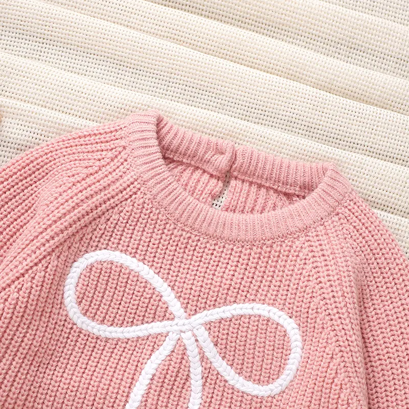 Pink Baby Girls Rompers Clothes Autumn Casual Long Sleeves Knit Newborn Infant Bowknot Jumpsuits Playsuits 0-18m Toddler Outfits
