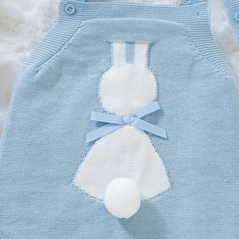 Baby Bodysuits Spring Easter Clothes Cute Rabbit Knit Newborn Infant Girls Sleeveless Onesie Outfits 0-18m Toddler Boys Coverall