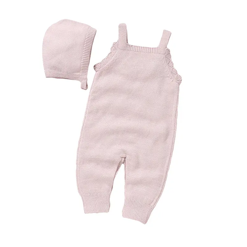 Baby Girls Rompers Clothes Pink Floral Embroideried Newborn Infant Jumpsuits Hats Outfits Sets 2pcs Sleeveless Toddler Costumes