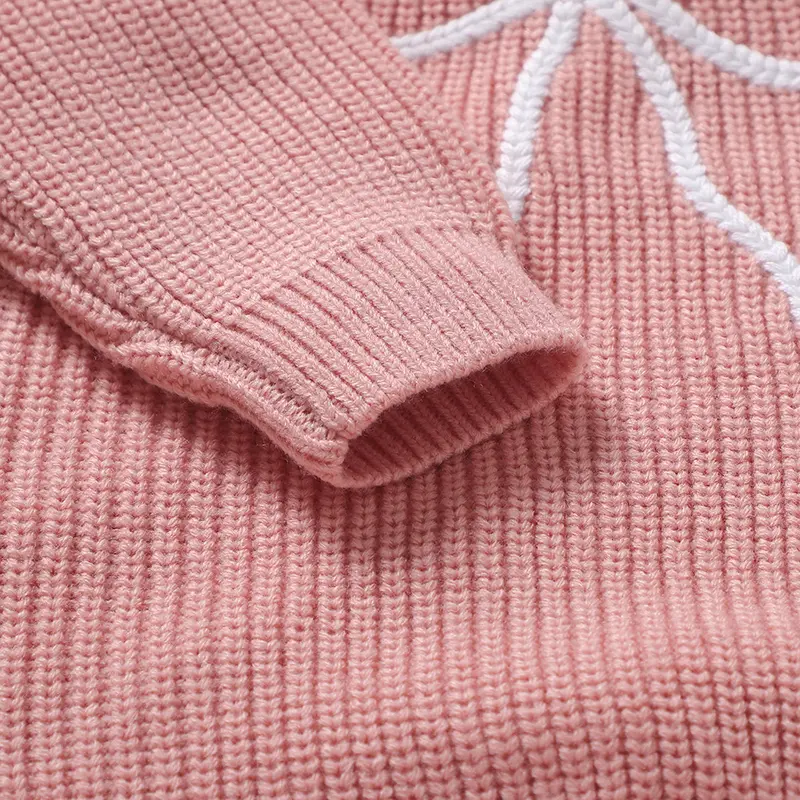 Pink Baby Girls Rompers Clothes Autumn Casual Long Sleeves Knit Newborn Infant Bowknot Jumpsuits Playsuits 0-18m Toddler Outfits
