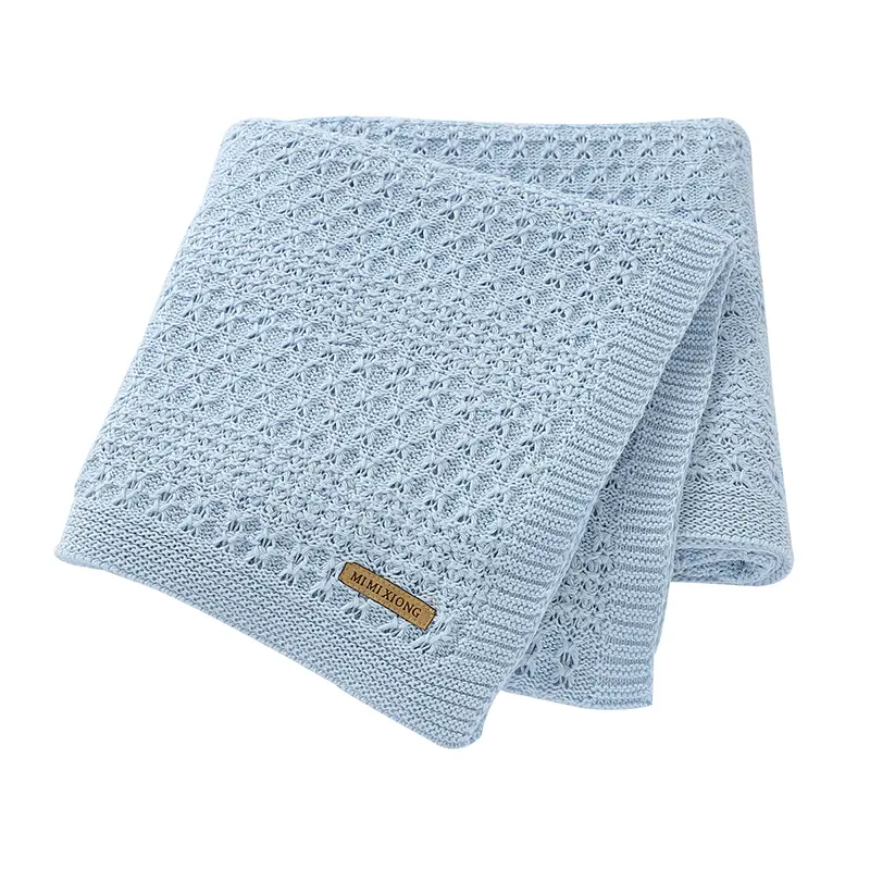 100*80cm Baby Cotton Swaddle Wrap Blankets for Stroller Bedding Ultra-Soft Knitted Newborn Boys Girls Crib Nap Sleeping Cover