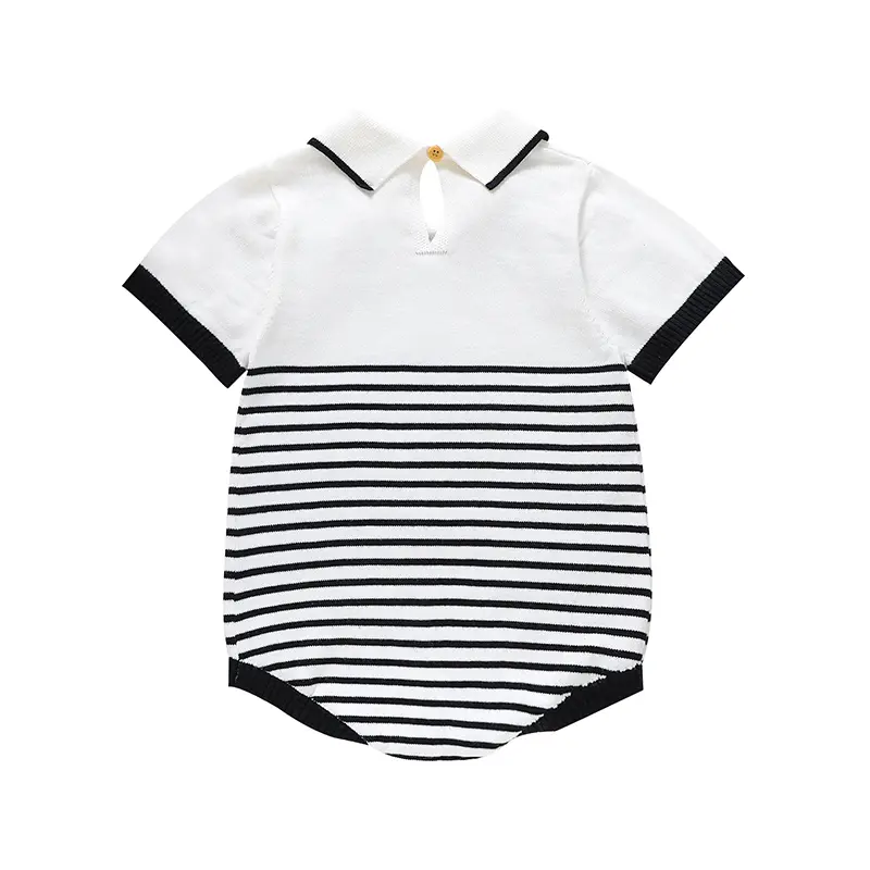 Summer Baby Boys Bodysuits Clothes 0-18m Fashion Turtle Neck Short Sleeve Knit Newborn Infant Cotton Onesie Outfit One Piece Top