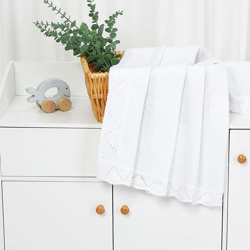 100*80cm Knitted Baby Blankets Breathable Lightweight Newborn Swaddle Receiving Quilt for Infant Boys Girls Toddler Throwing Mat