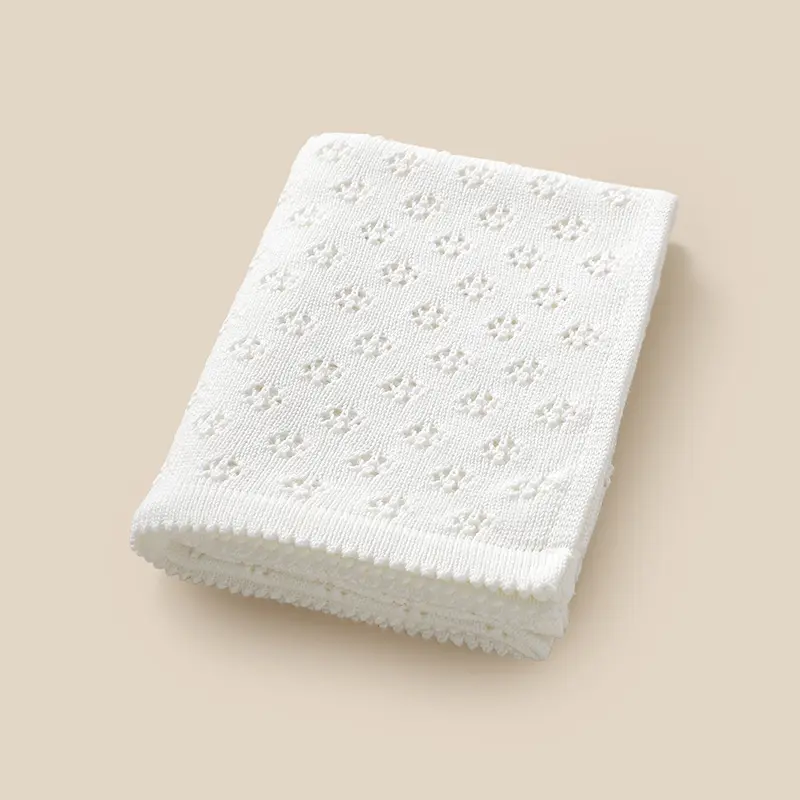 Cotton Knit Baby Blankets Newborn Boys Girls Bedding Cellular 90*70cm Infantil Stroller Swaddling Wrap Plaid Fashion Solid Color