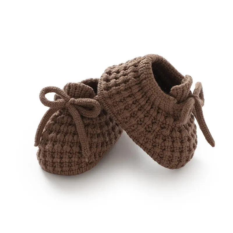 New Solid Baby Booties Knitted Infant Boys Girls Non-Slip Warm Crib First Walkers Soft Soled Toddler Prewalker Shoes Breathable