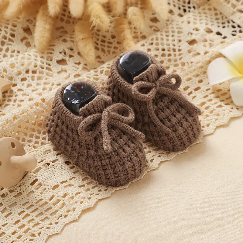 New Solid Baby Booties Knitted Infant Boys Girls Non-Slip Warm Crib First Walkers Soft Soled Toddler Prewalker Shoes Breathable