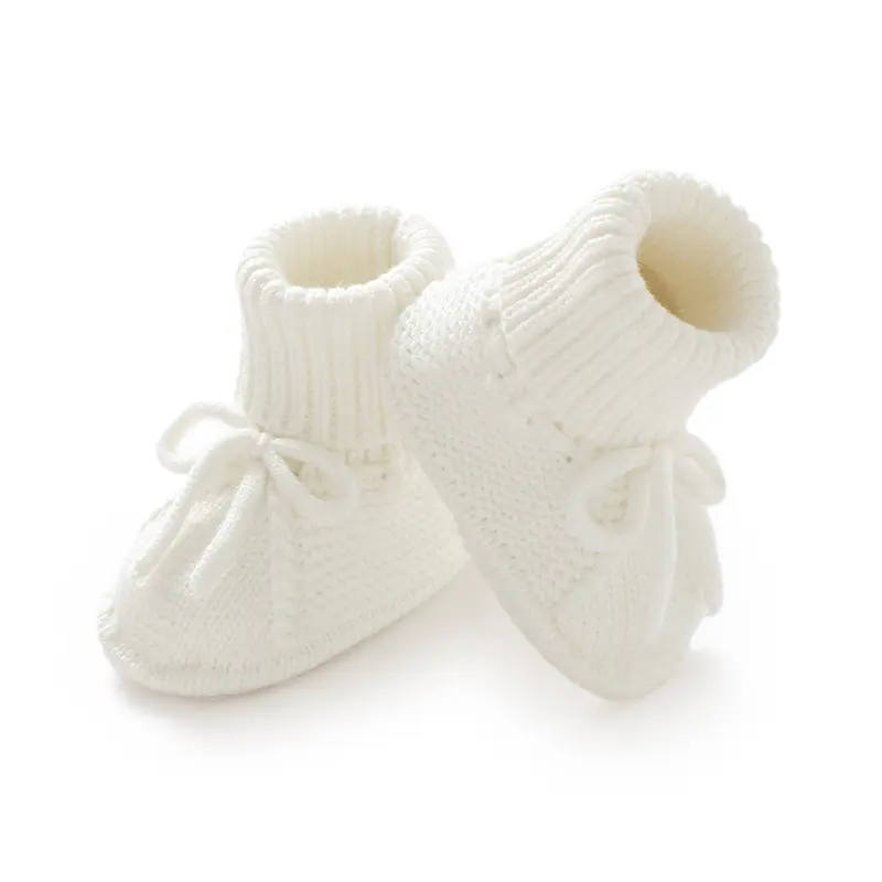 0-18months Baby Girls First Walkers Shoes Soft Sole Knit Newborn Infant Bowknot Prewalkers Hand Crochet Toddler Non-Slip Footwar