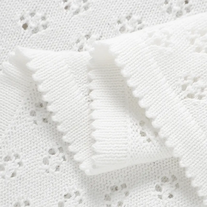 Cotton Knit Baby Blankets Newborn Boys Girls Bedding Cellular 90*70cm Infantil Stroller Swaddling Wrap Plaid Fashion Solid Color