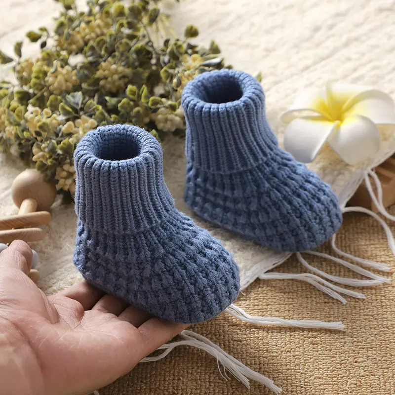 Soft Warm Knitted Newborn Booties Baby Boys Girls Socks Shoes Infant Unisex First Walkers 0-1Y Toddler Outdoor Indoor Crawl Crib