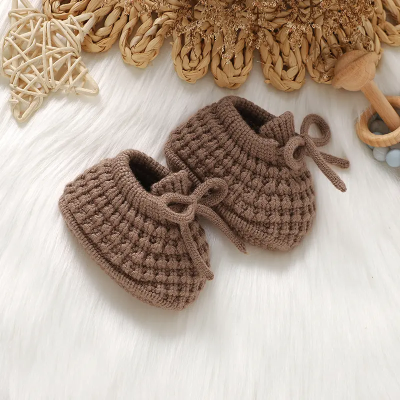 New Solid Baby Booties Knitted Infant Boys Girls Non-Slip Warm Crib First Walkers Soft Soled Toddler Prewalker Shoes Breathable