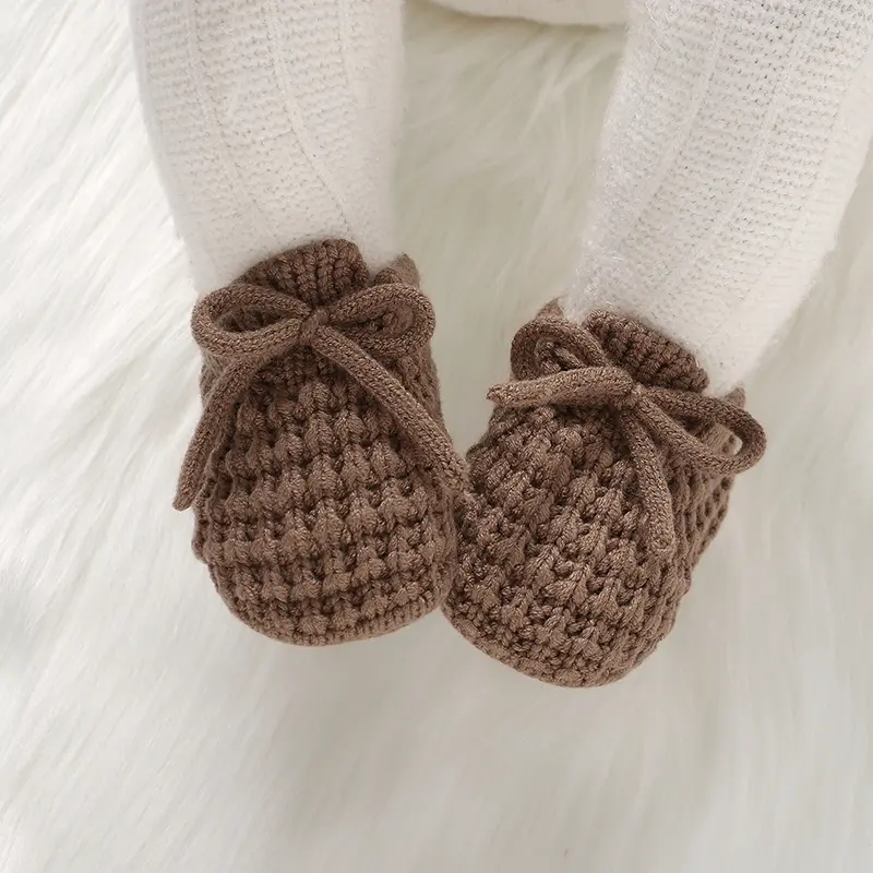 New Solid Baby Booties Knitted Infant Boys Girls Non-Slip Warm Crib First Walkers Soft Soled Toddler Prewalker Shoes Breathable