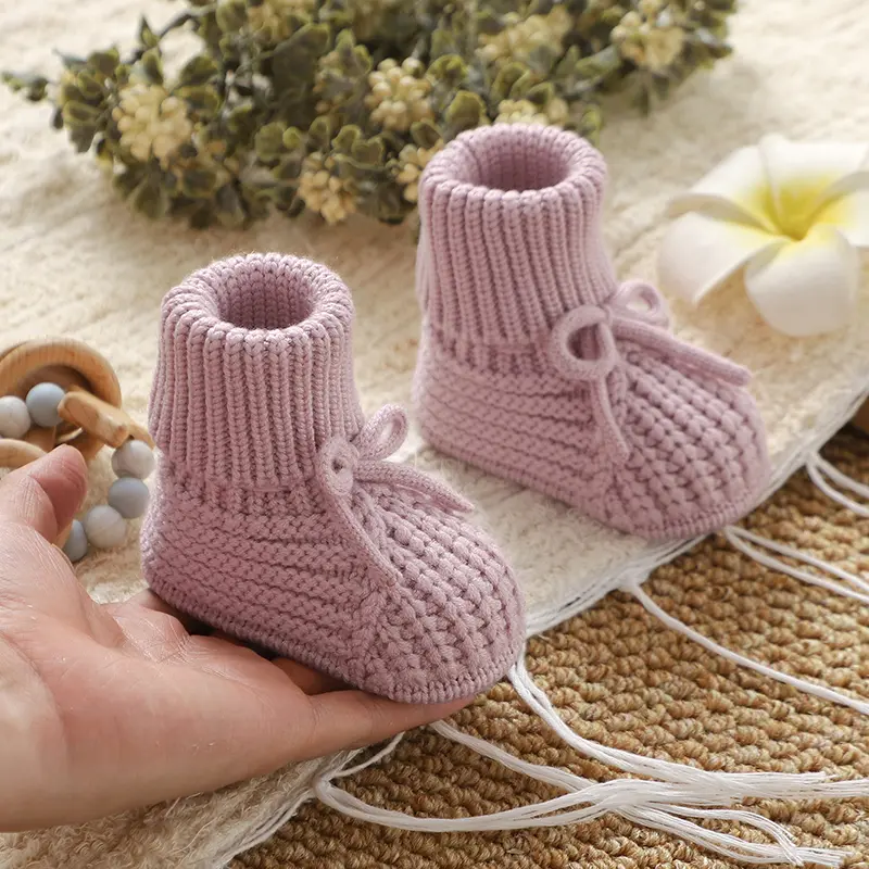 Baby First Walkers Autumn Winter Non-Slip Knitted Newborn Boys Girls Booties 0-12m Infant Toddler Cozy Warm Sock Shoes Prewalker