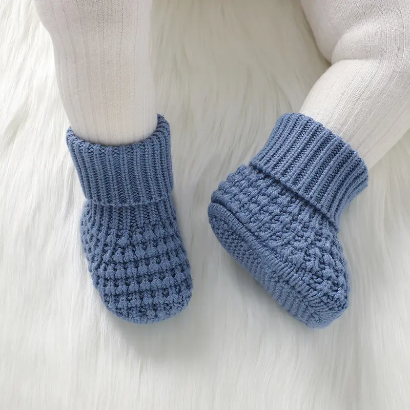 Soft Warm Knitted Newborn Booties Baby Boys Girls Socks Shoes Infant Unisex First Walkers 0-1Y Toddler Outdoor Indoor Crawl Crib