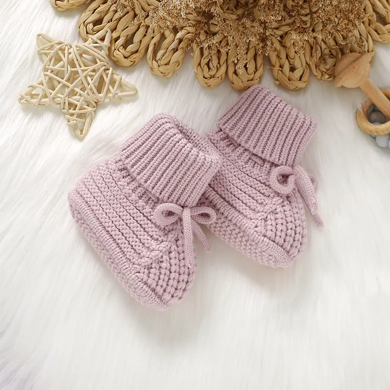 Baby First Walkers Autumn Winter Non-Slip Knitted Newborn Boys Girls Booties 0-12m Infant Toddler Cozy Warm Sock Shoes Prewalker