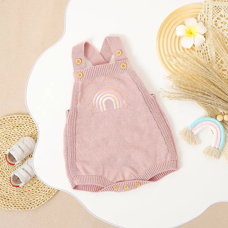 0-18m Baby Bodysuits Cotton Sleeveless Newborn Infantil Boys Girls Rainbow Embroidery Onesie Jumpsuits Toddler Outfits Playsuits
