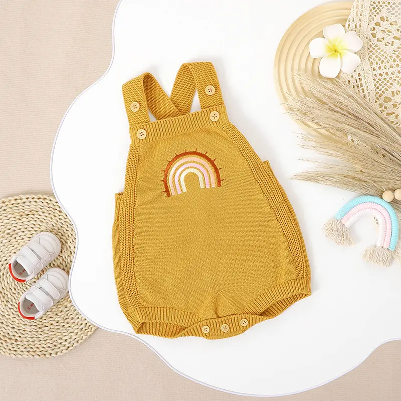 0-18m Baby Bodysuits Cotton Sleeveless Newborn Infantil Boys Girls Rainbow Embroidery Onesie Jumpsuits Toddler Outfits Playsuits